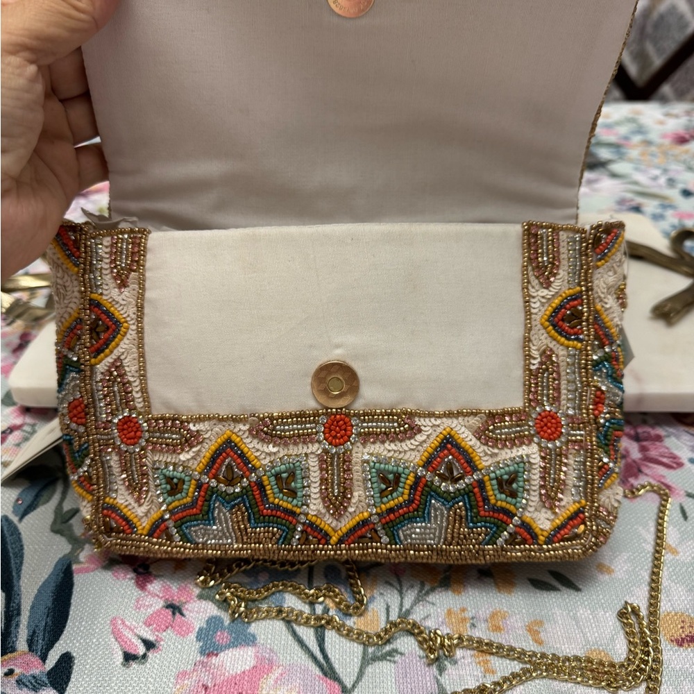 Antik Kraft Red and Orange Clutch with Ornate Design - Picture 3 of 3